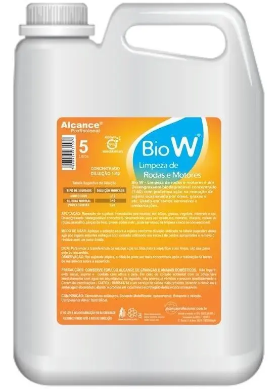 Bio W Desengraxante para Rodas e Motores Concentrado 5L – Alcance