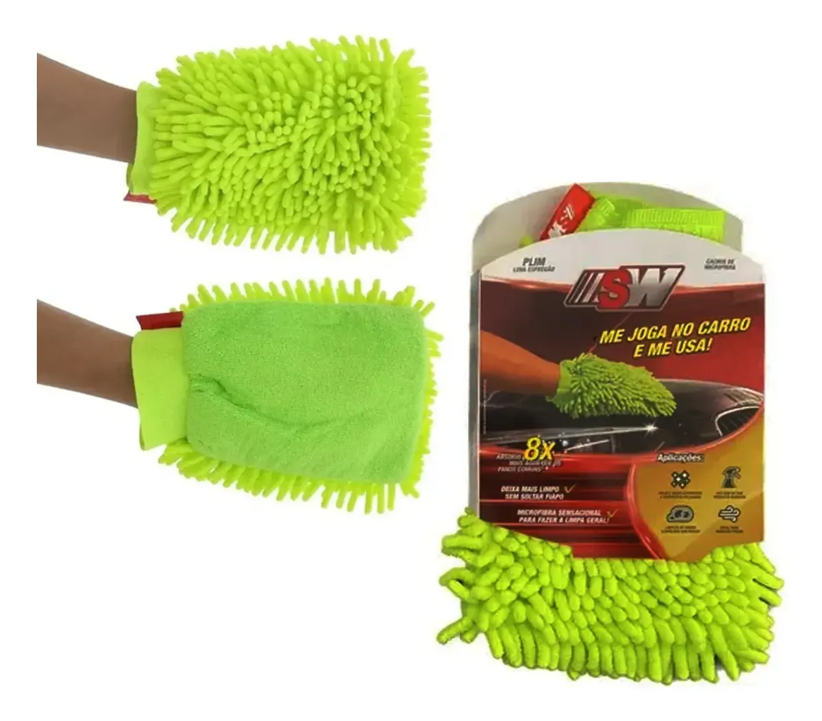 Luva Esfregão de Microfibra Verde Plim 28x17cm – Auto Crazy