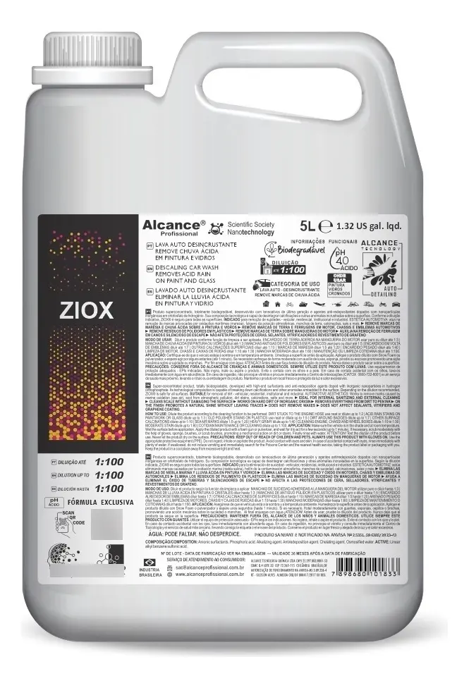 Ziox Shampoo Multifuncional Remove Chuva Ácida 5L – Alcance